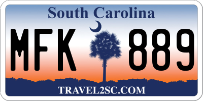 SC license plate MFK889