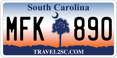 SC license plate MFK890