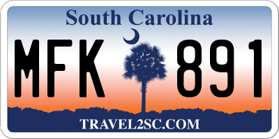 SC license plate MFK891