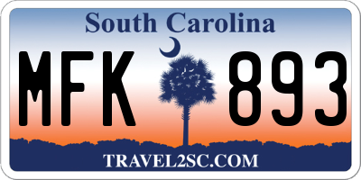 SC license plate MFK893