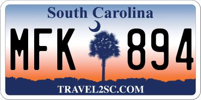 SC license plate MFK894