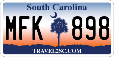 SC license plate MFK898