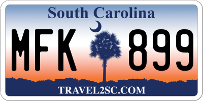 SC license plate MFK899