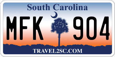 SC license plate MFK904