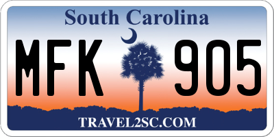 SC license plate MFK905
