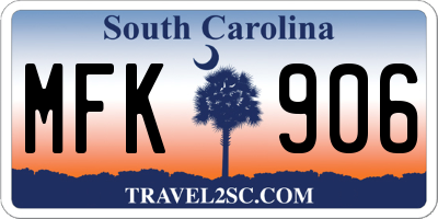 SC license plate MFK906