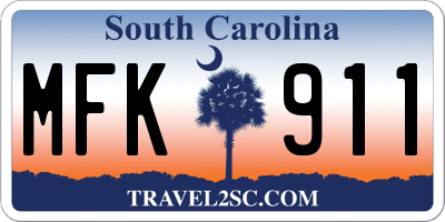 SC license plate MFK911
