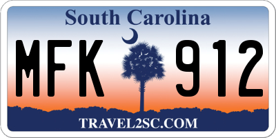 SC license plate MFK912