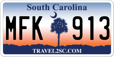 SC license plate MFK913