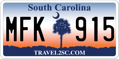 SC license plate MFK915