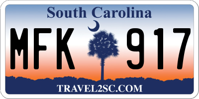 SC license plate MFK917