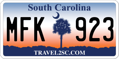 SC license plate MFK923