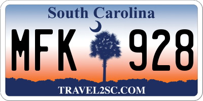 SC license plate MFK928