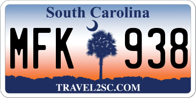 SC license plate MFK938