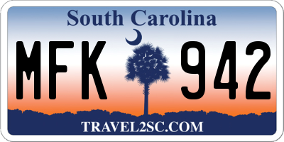 SC license plate MFK942