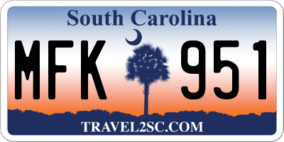 SC license plate MFK951