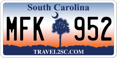 SC license plate MFK952