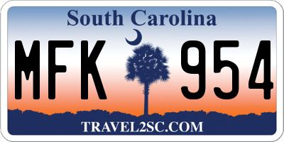 SC license plate MFK954