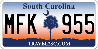 SC license plate MFK955