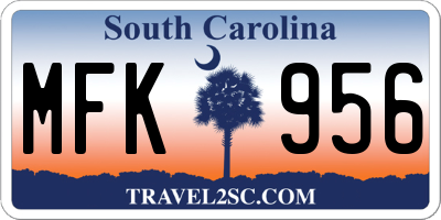 SC license plate MFK956