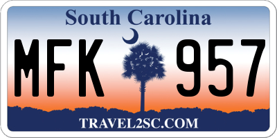 SC license plate MFK957