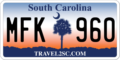 SC license plate MFK960