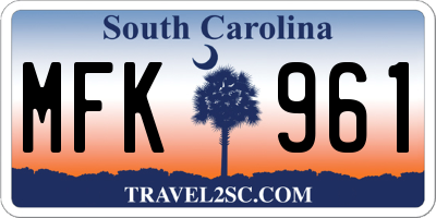 SC license plate MFK961