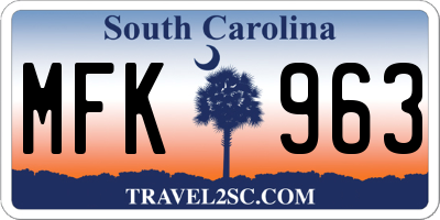 SC license plate MFK963