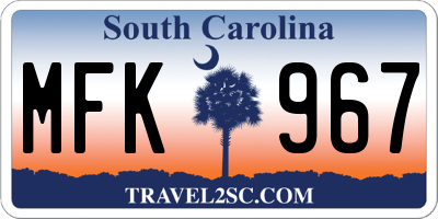 SC license plate MFK967