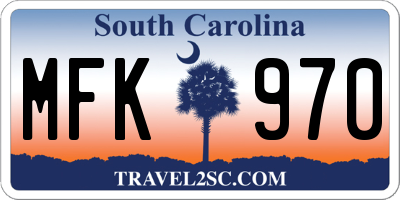SC license plate MFK970