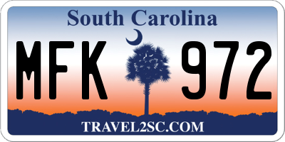 SC license plate MFK972