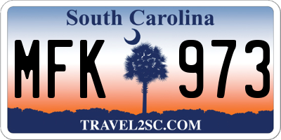 SC license plate MFK973