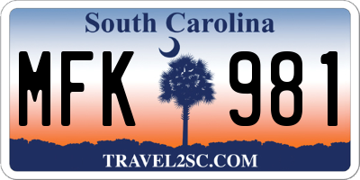 SC license plate MFK981