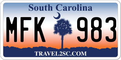 SC license plate MFK983