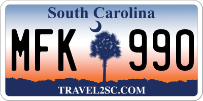 SC license plate MFK990