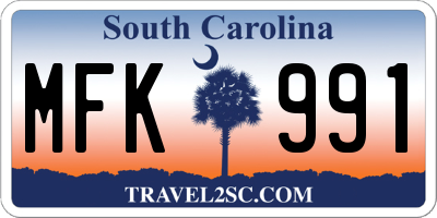 SC license plate MFK991