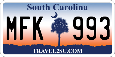 SC license plate MFK993