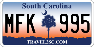 SC license plate MFK995