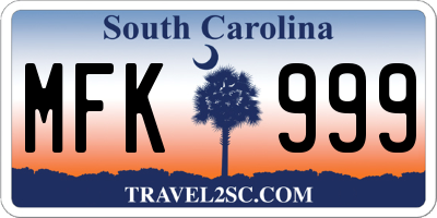 SC license plate MFK999