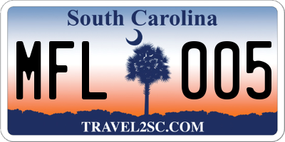 SC license plate MFL005