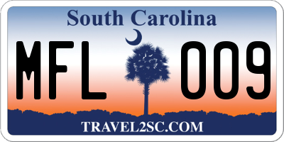 SC license plate MFL009