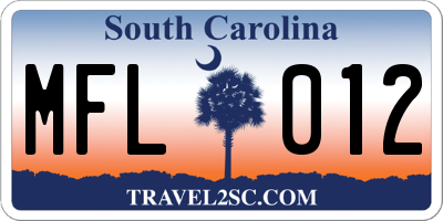 SC license plate MFL012