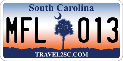 SC license plate MFL013