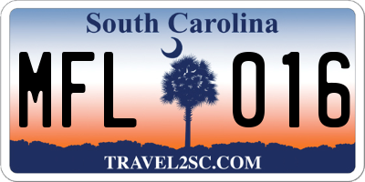 SC license plate MFL016