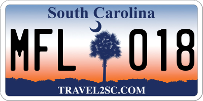 SC license plate MFL018