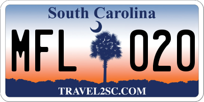 SC license plate MFL020