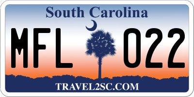 SC license plate MFL022