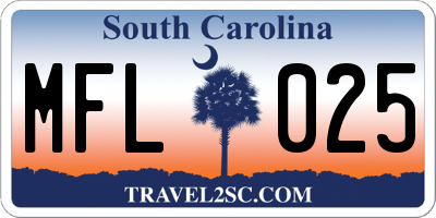 SC license plate MFL025