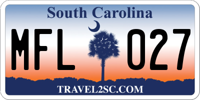 SC license plate MFL027
