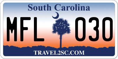 SC license plate MFL030